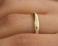 Diamond Wedding Band, Diamond Gold Ring, 14K or 18K Gold Wedding Band, Anniversary Ring, Past Present Future Ring, small Diamonds Ring