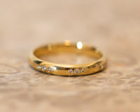 Diamond Wedding Band, Diamond Gold Ring, 14K or 18K Gold Wedding Band, Anniversary Ring, Past Present Future Ring, small Diamonds Ring