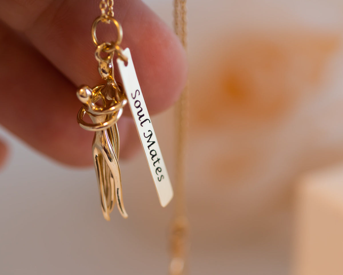 14k Gold Couples Love Personalized Pendant Necklace