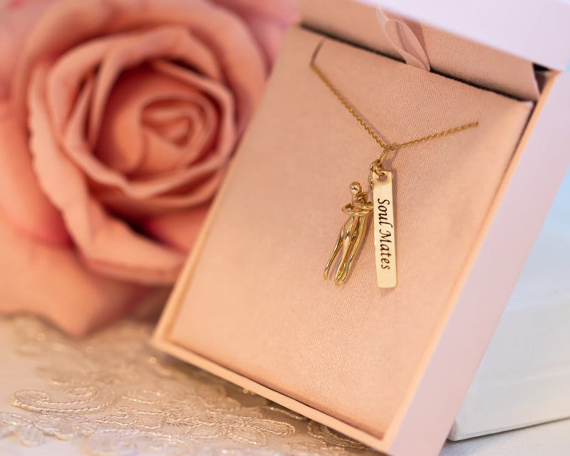 14k Gold Couples Love Personalized Pendant Necklace