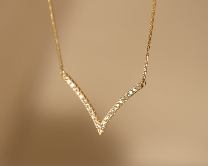 Diamond Pendant Necklace, Gold V Necklace