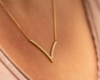 Diamond Pendant Necklace, Gold V Necklace