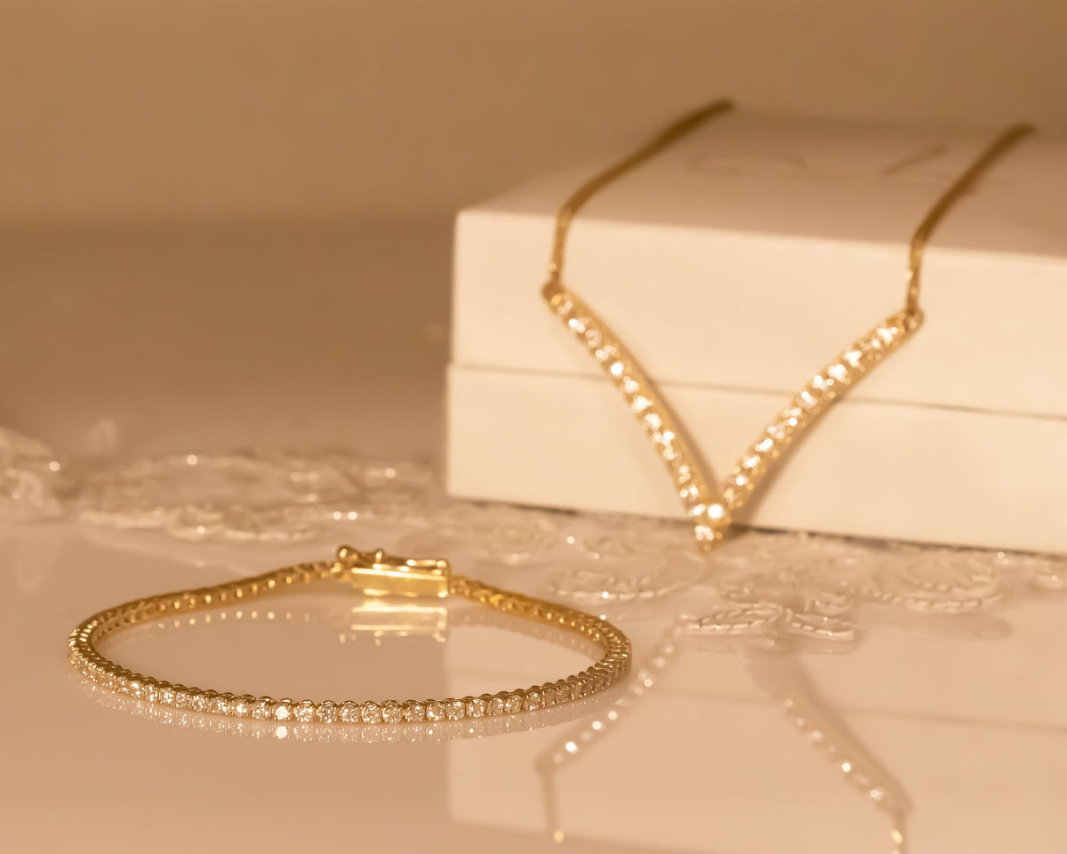 Diamond Pendant Necklace, Gold V Necklace
