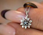 Black Diamond Flower Charm, Flower Pendant Necklace