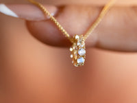 Moonstone Charm Necklace, 14K Gold Moonstone Pendant