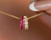 Moonstone Charm Necklace, 14K Gold Moonstone Pendant