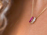 Moonstone Charm Necklace, 14K Gold Moonstone Pendant
