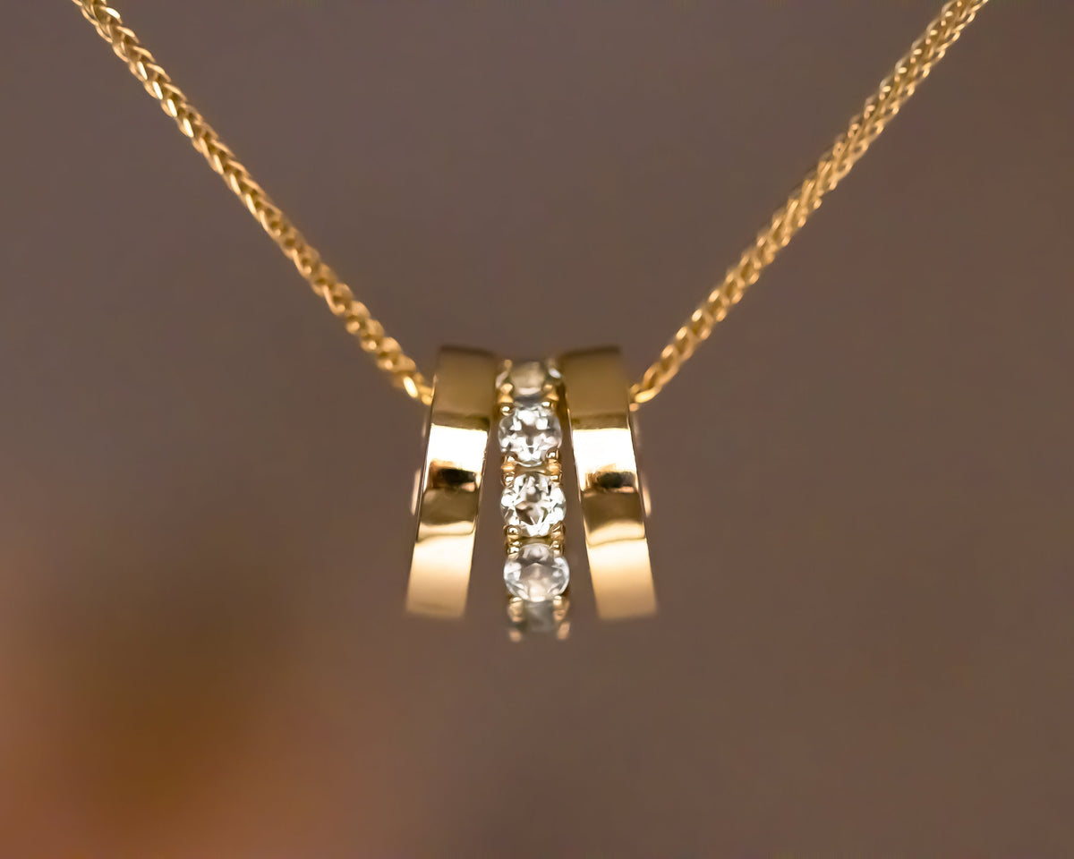 Moonstone Charm Necklace, 14K Gold Moonstone Pendant