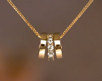 Moonstone Charm Necklace, 14K Gold Moonstone Pendant