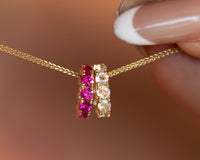 Ruby Charm Necklace, 14K Gold Ruby Pendant