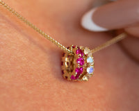 Ruby Charm Necklace, 14K Gold Ruby Pendant