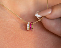 Ruby Charm Necklace, 14K Gold Ruby Pendant