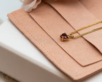 Garnet Heart Charm Pendant Necklace, Fabruary Birthstone