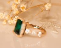 Green Emerald Diamond Ring, May Birthstone Ring