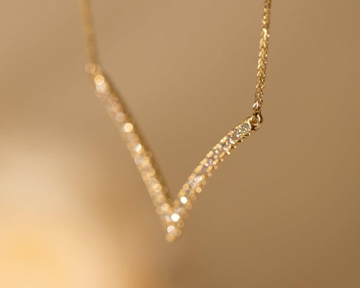 Diamond Pendant Necklace, Gold V Necklace
