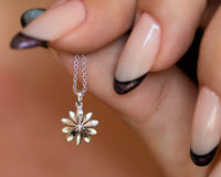 Black Diamond Flower Charm, Flower Pendant Necklace