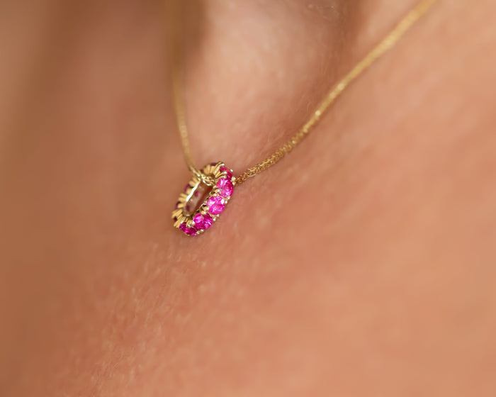 Ruby Charm Necklace, 14K Gold Ruby Pendant