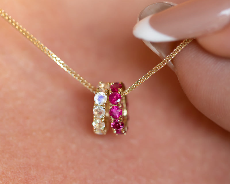 Ruby Charm Necklace, 14K Gold Ruby Pendant