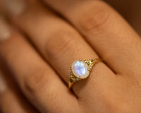 Moonstone And Diamonds Ring, Vintage Engagement Ring, 2 CT Oval Engagement Ring,