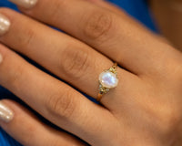 Moonstone And Diamonds Ring, Vintage Engagement Ring, 2 CT Oval Engagement Ring,