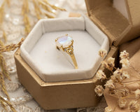 Moonstone And Diamonds Ring, Vintage Engagement Ring, 2 CT Oval Engagement Ring,
