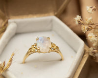 Moonstone And Diamonds Ring, Vintage Engagement Ring, 2 CT Oval Engagement Ring,