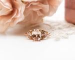 Morganite Engagement Ring in Rose Gold, Oval Engagement Ring, Morganite and Diamonds Ring