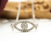 Diamond Evil Eye Bracelet, Evil Eye Chain Charm Bracelet, Evil Eye 14k Gold Diamond Bracelet