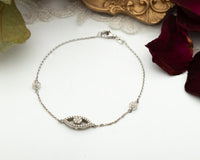 Diamond Evil Eye Bracelet, Evil Eye Chain Charm Bracelet, Evil Eye 14k Gold Diamond Bracelet