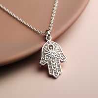 Hamsa Necklace, 14K Gold Hamsa Pendant, Lucky Charm Necklace, Evil Eye Necklace, Hand Protection Necklace, Hamsa Israel, Israeli Jewelry