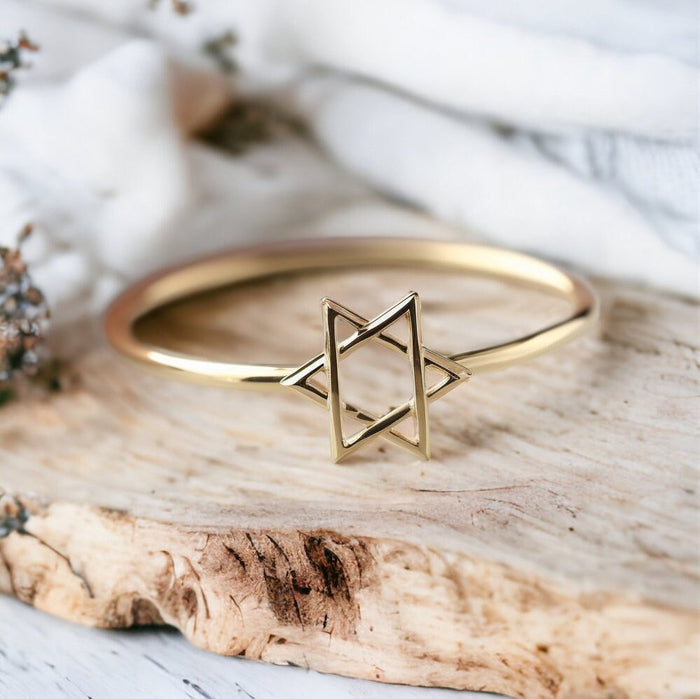 Magen David Gold Ring, Star Of David Ring, 14K Gold Magen David Ring, Israeli Jewelry, Jewish Star