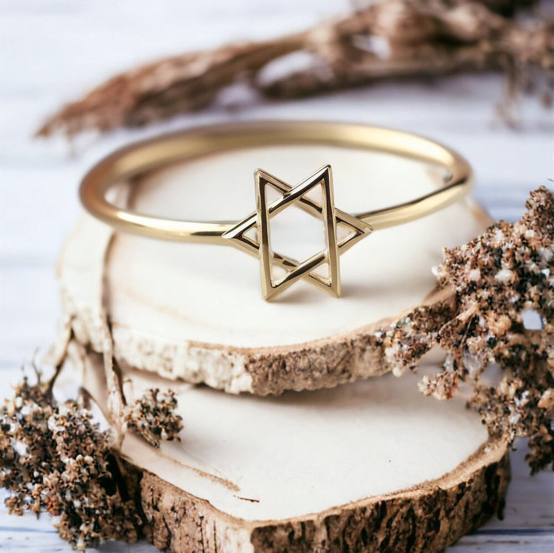 Magen David Gold Ring, Star Of David Ring, 14K Gold Magen David Ring, Israeli Jewelry, Jewish Star