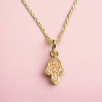 Hamsa Necklace, 14K Gold and Diamonds Hamsa Pendant, Lucky Charm Necklace, Hand Protection Necklace, Hamsa Israel, Israeli Jewelry