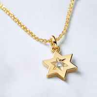 Star of David Diamond Necklace, 14 K Gold Star of David Diamond Pendant, Jeweish Star Of David for Women, Magen David Diamond Gold Charm