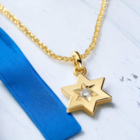 Star of David Diamond Necklace, 14 K Gold Star of David Diamond Pendant, Jeweish Star Of David for Women, Magen David Diamond Gold Charm