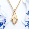Hamsa Necklace, 14K Gold Hamsa Pendant with Diamond, Lucky Charm Necklace, Hand Protection Necklace, Hamsa Israel, Israeli Jewelry