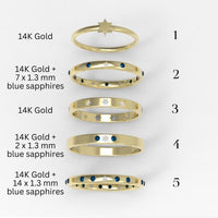 Magen David Ring, 14K Gold ring with Blue sapphire gemstones, Star of David Ring in Gold