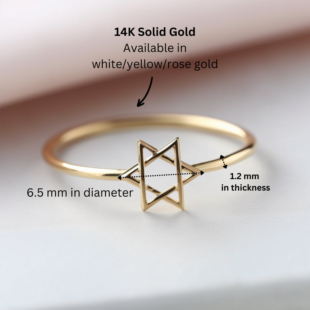 Magen David Gold Ring, Star Of David Ring, 14K Gold Magen David Ring, Israeli Jewelry, Jewish Star