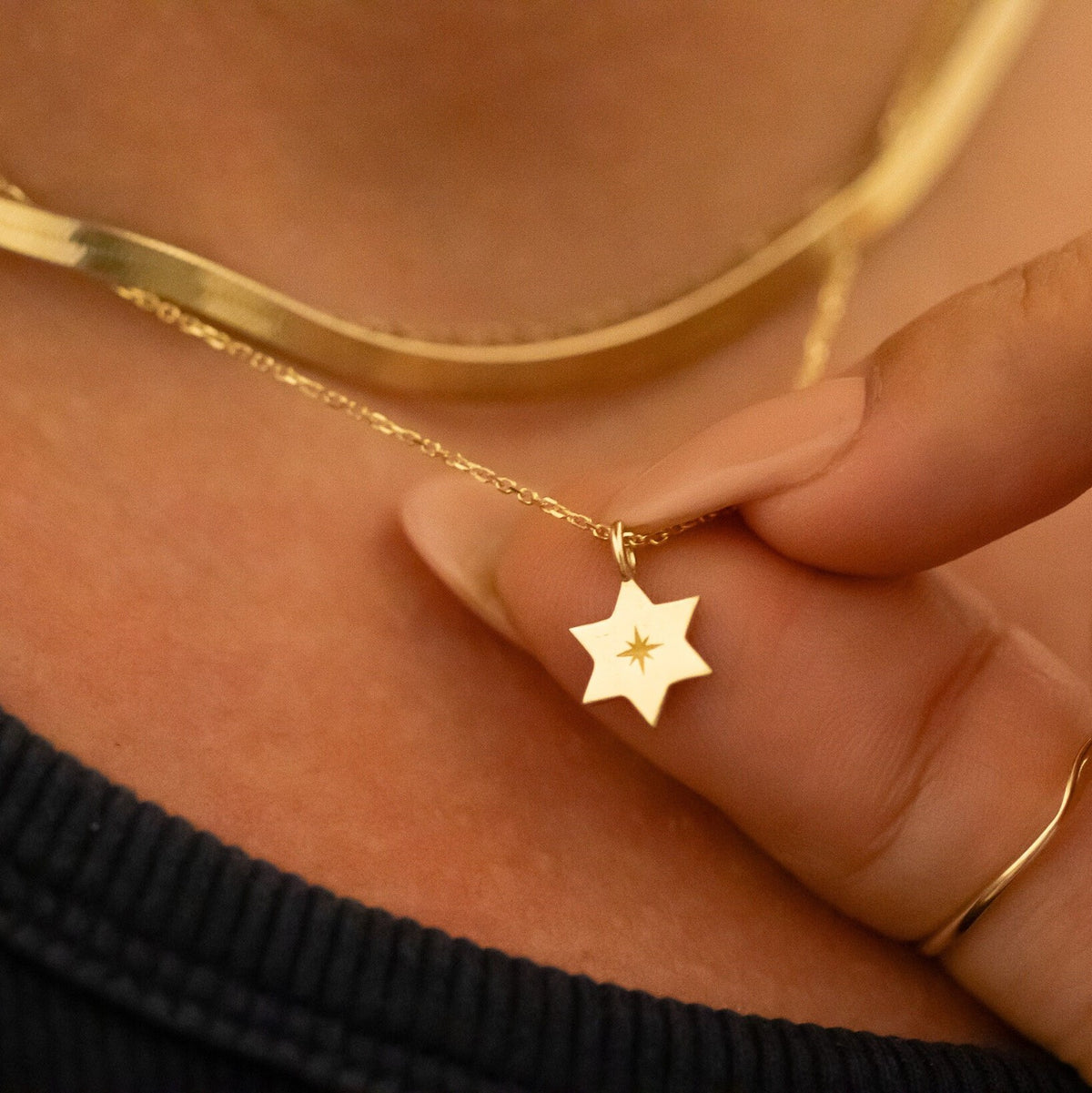 Yahweh Magen David Pendant, 14K Gold Star of David, Jehovah Necklace, Star Of David with Hebrew יהוה Engraving YHWH Pendant Yahua Jewish God