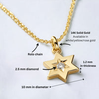 Star of David Diamond Necklace, 14 K White Gold Star of David Diamond Pendant, Jewish Star Of David for Women, Magen David Diamond Charm