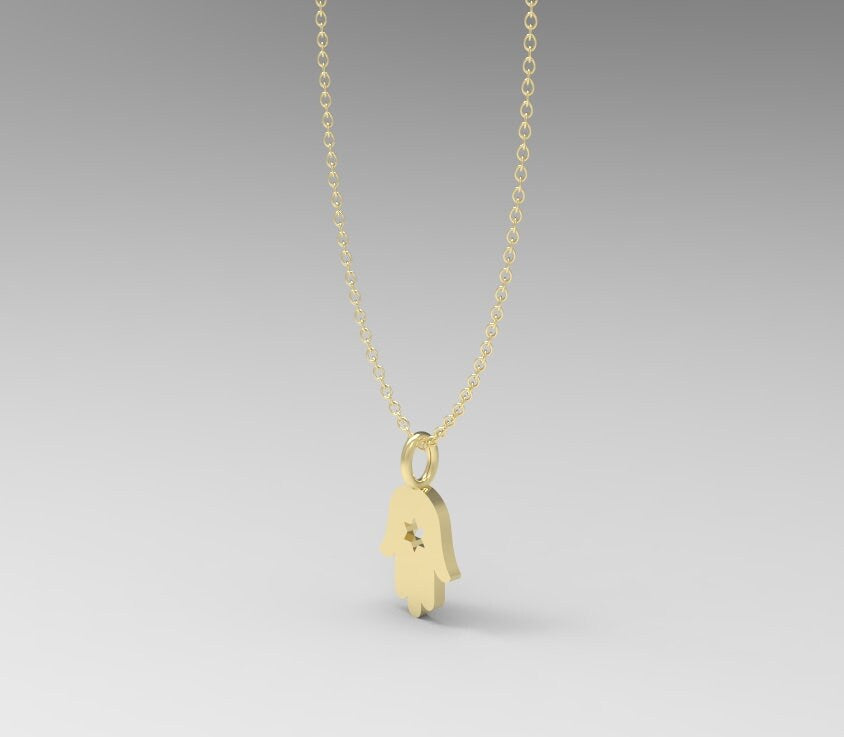 Hamsa Made of Israel Hamsa Pendant Necklace, 14k Gold Hamsa Pendant with Magen David, Hamsa Necklace Star of David, Gold Hamsa Pendant Charm
