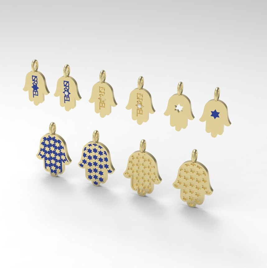 Hamsa Made of Israel Hamsa Pendant Necklace, 14k Gold Hamsa Pendant with Magen David, Hamsa Necklace Star of David, Gold Hamsa Pendant Charm