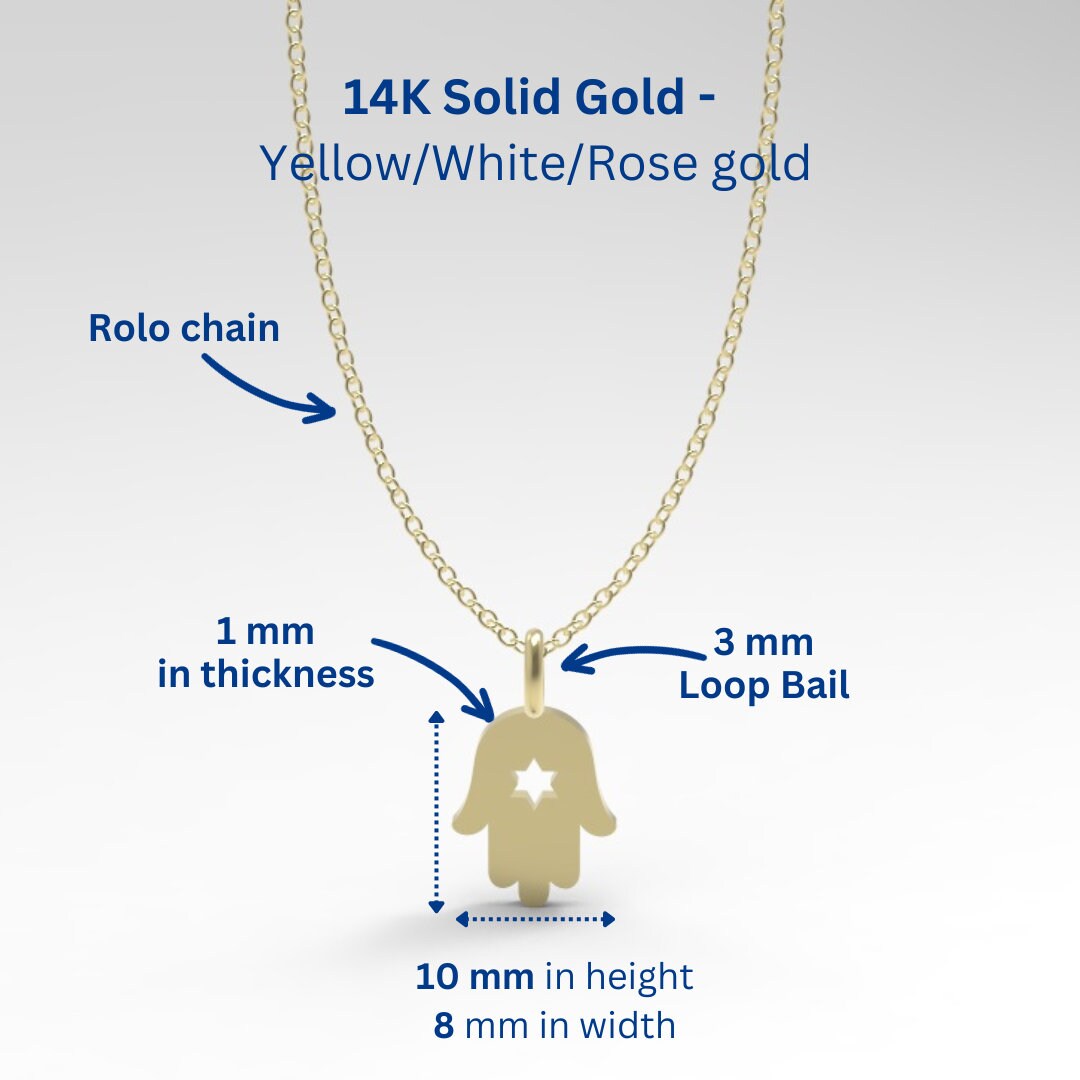 Hamsa Made of Israel Hamsa Pendant Necklace, 14k Gold Hamsa Pendant with Magen David, Hamsa Necklace Star of David, Gold Hamsa Pendant Charm