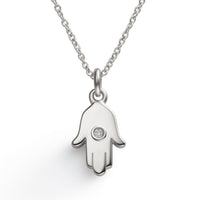 Hamsa Necklace, 14K Gold Hamsa Pendant with Diamond, Lucky Charm Necklace, Hand Protection Necklace, Hamsa Israel, Israeli Jewelry