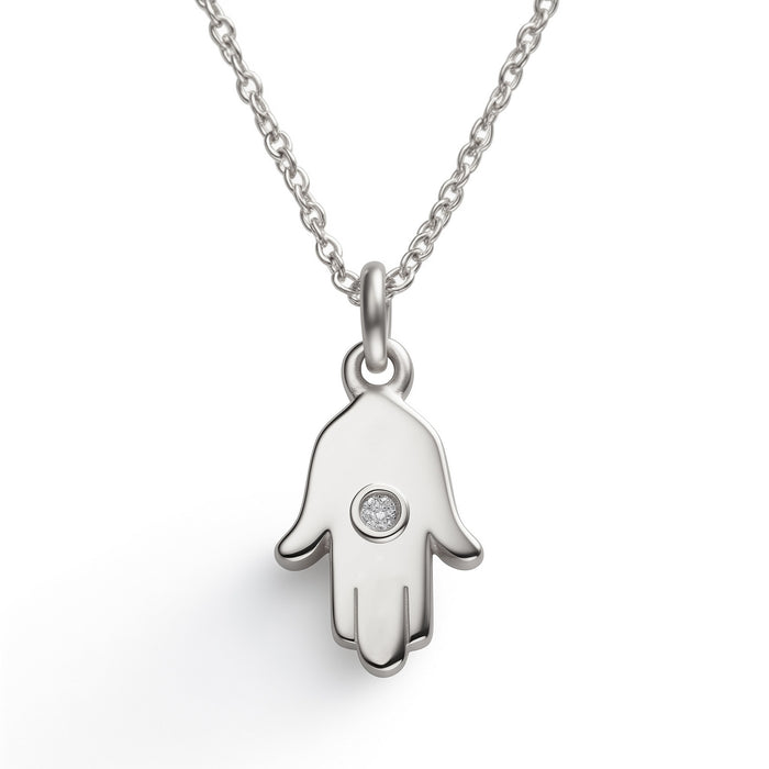 Hamsa Necklace, 14K Gold Hamsa Pendant with Diamond, Lucky Charm Necklace, Hand Protection Necklace, Hamsa Israel, Israeli Jewelry