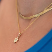 Star of David Diamond Necklace, 14 K White Gold Star of David Diamond Pendant, Jewish Star Of David for Women, Magen David Diamond Charm