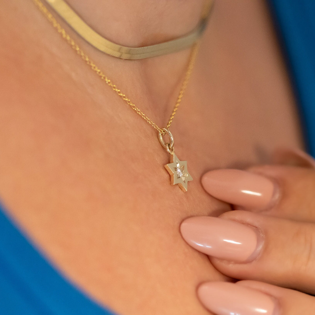 Star of David Diamond Necklace, 14 K White Gold Star of David Diamond Pendant, Jewish Star Of David for Women, Magen David Diamond Charm