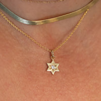 Star of David Diamond Necklace, 14 K White Gold Star of David Diamond Pendant, Jewish Star Of David for Women, Magen David Diamond Charm
