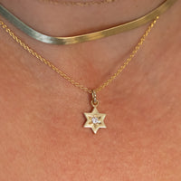 Star of David Diamond Necklace, 14 K Gold Star of David Diamond Pendant, Jeweish Star Of David for Women, Magen David Diamond Gold Charm