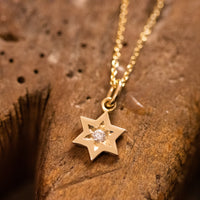 Star of David Diamond Necklace, 14 K Gold Star of David Diamond Pendant, Jeweish Star Of David for Women, Magen David Diamond Gold Charm